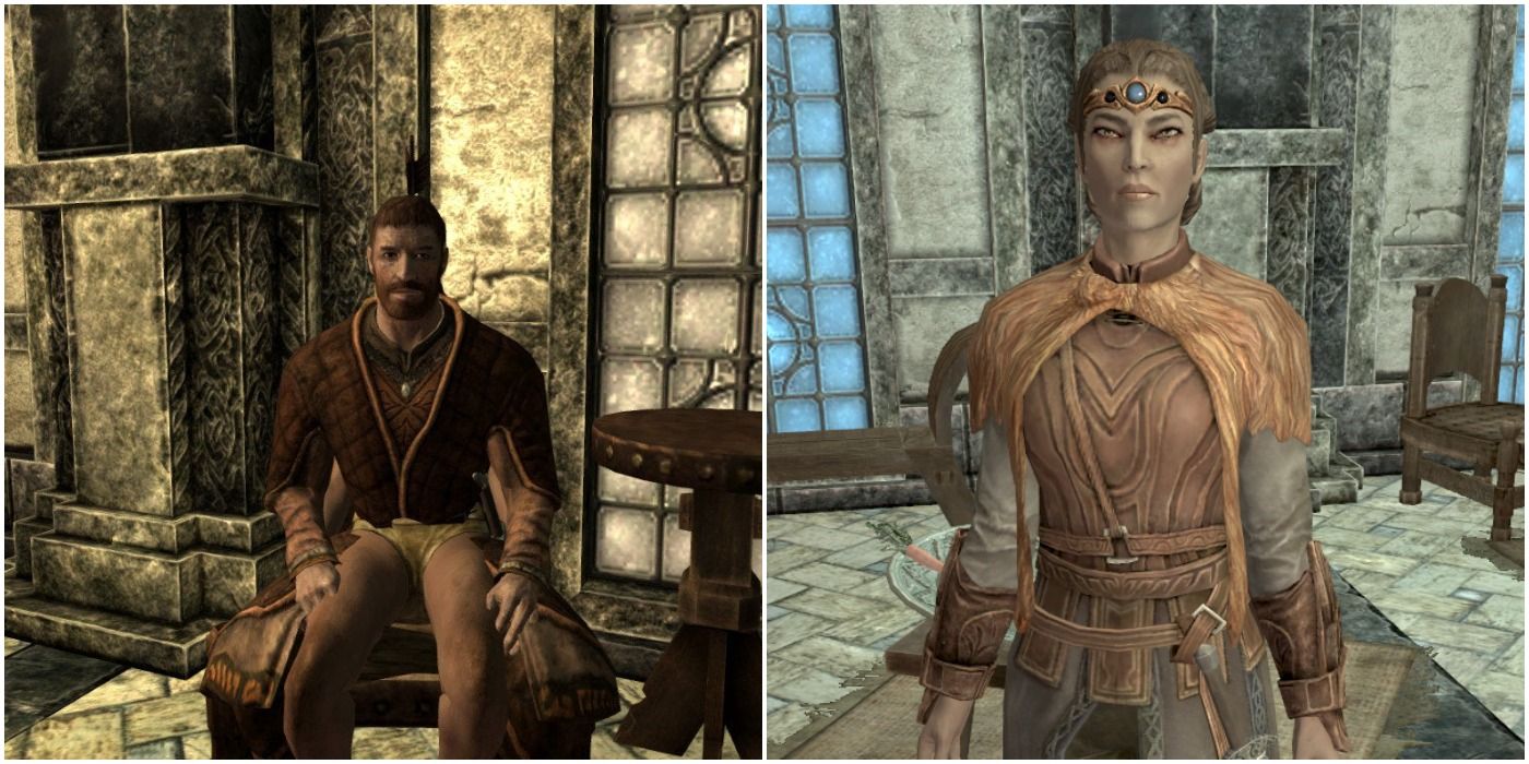 Falk Firebeard (left) and Bryling in Skyrim