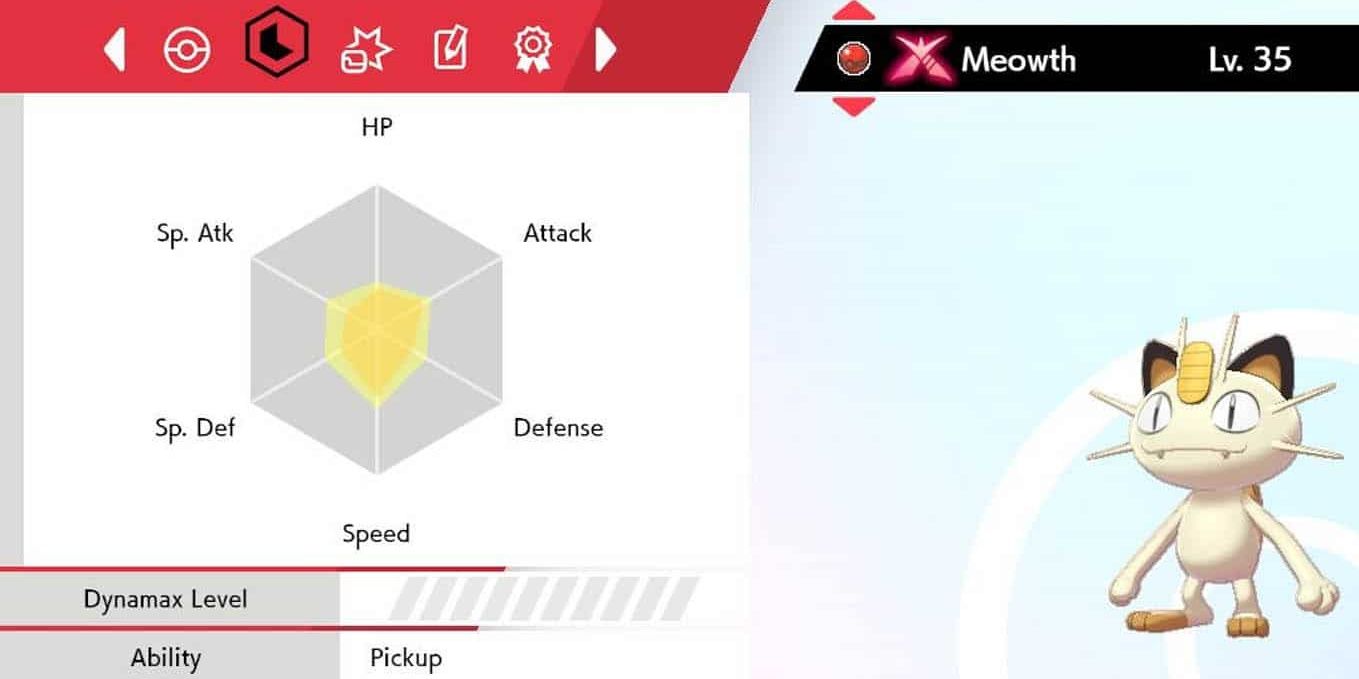 pokemon sword shield meowth summary ev