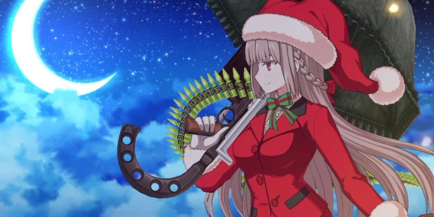 Santa version of Florence Nightingale ready to attack.