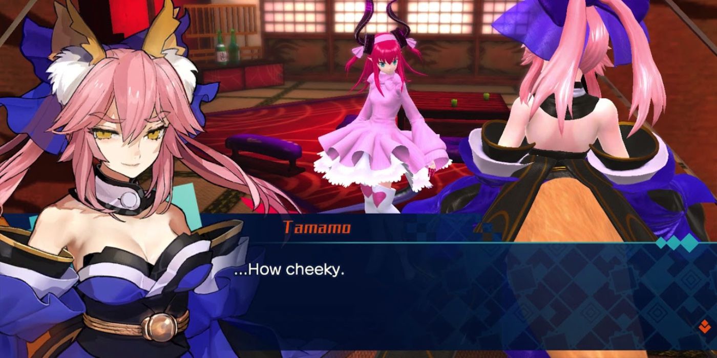 Tamamo fighting with the character Elizabeth.