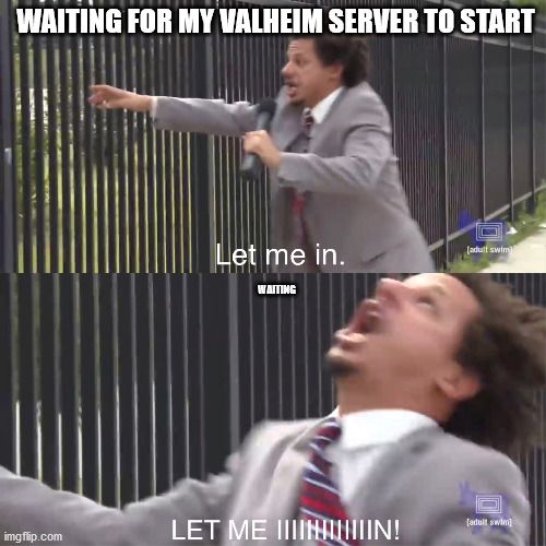 A meme about waiting for the Valheim server to create a game