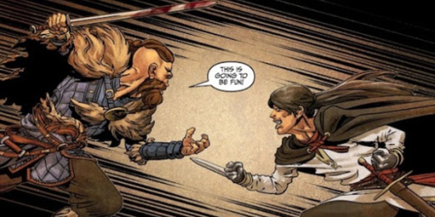 Sigurd prepares to fight Ammon in the AC: Valhalla prequel comic, Song of Glory