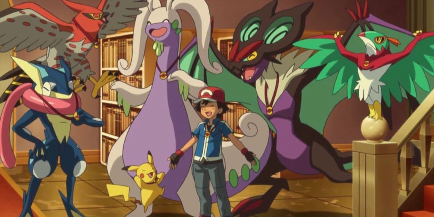 Ash Greninja Talonflame Pikachu Goodra Noivern Hawlucha Pokemon XY Anime Kalos Team