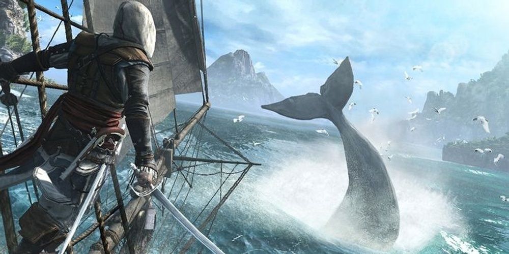 Assassin's Creed Black Flag Edward Kenway Watching A Whale Dive