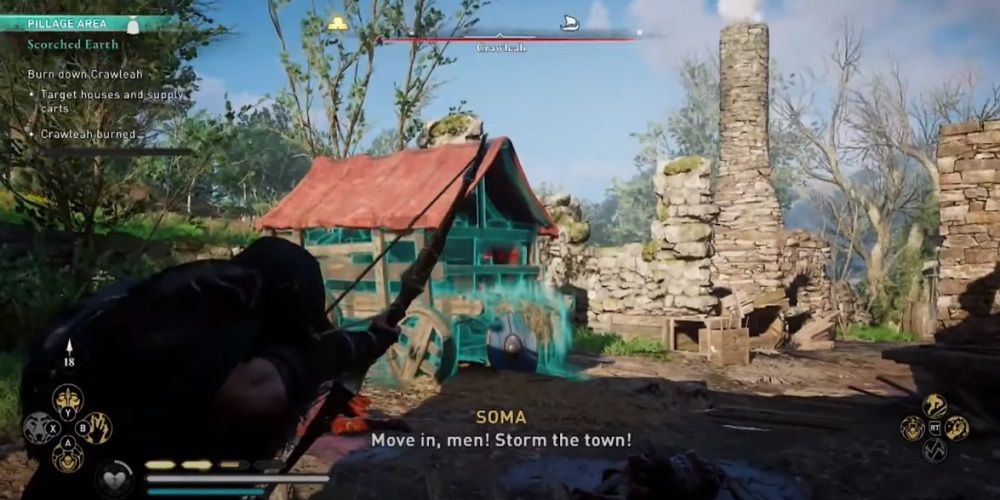 Assassin's Creed Valhalla Blowing Up A Supply Cart In Crawleah
