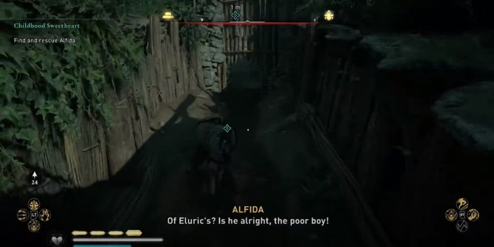 Assassin's Creed Valhalla Carrying Alfida Through A Trench