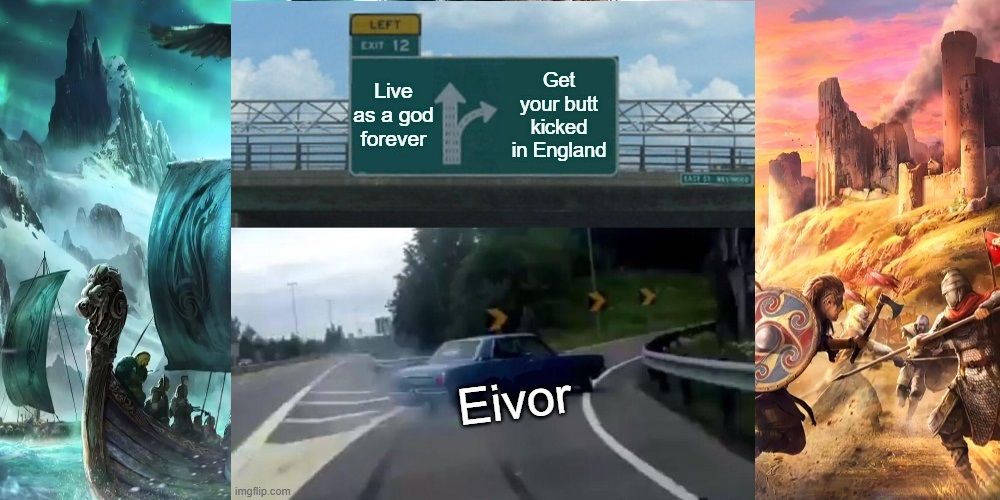 Assassin's Creed Valhalla Eivor Taking The Exit Ramp Meme