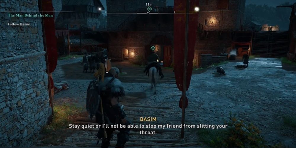 Assassins Creed Valhalla Following Basim Who Has Tedmund Captive