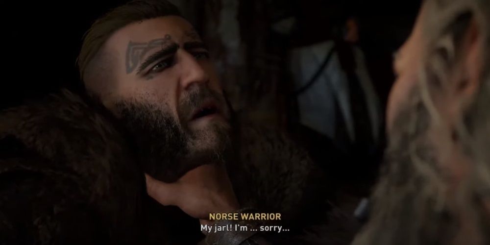 Assassin's Creed Valhalla Guthram Choking A Norse Warrior