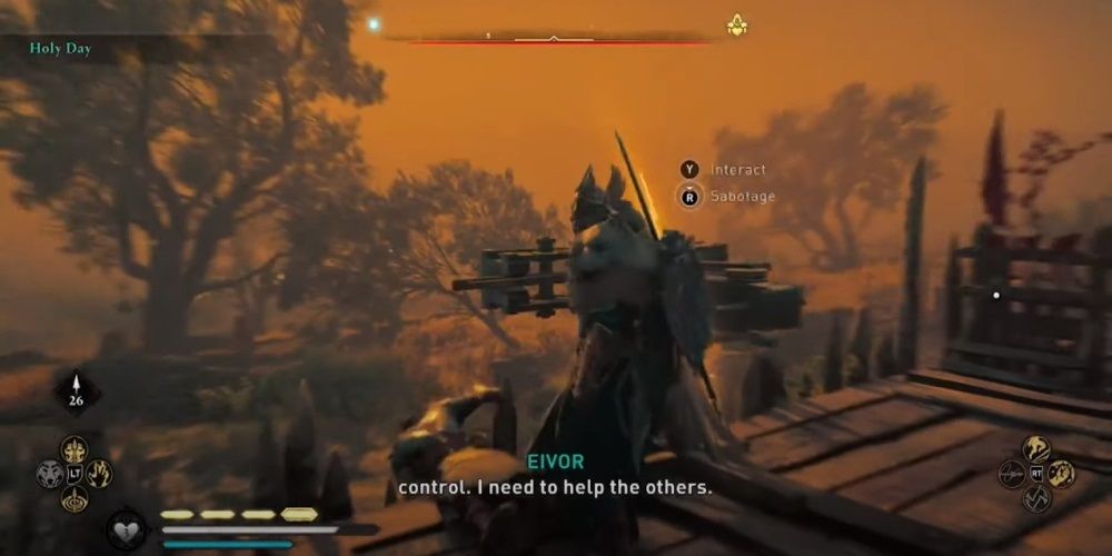 Assassin's Creed Valhalla Using A Mounted Ballista In Chepeham