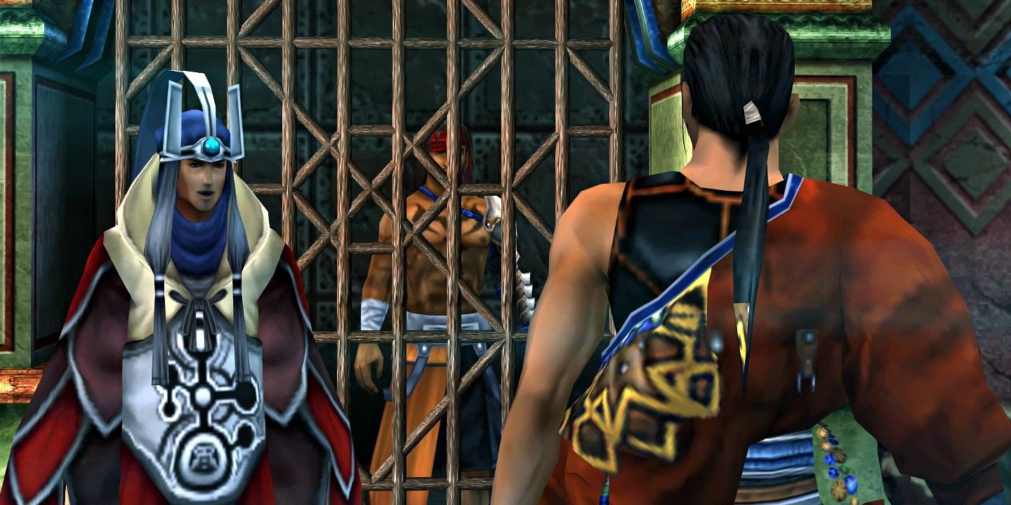 Braska and Auron rescue Jecht from jail in FFX
