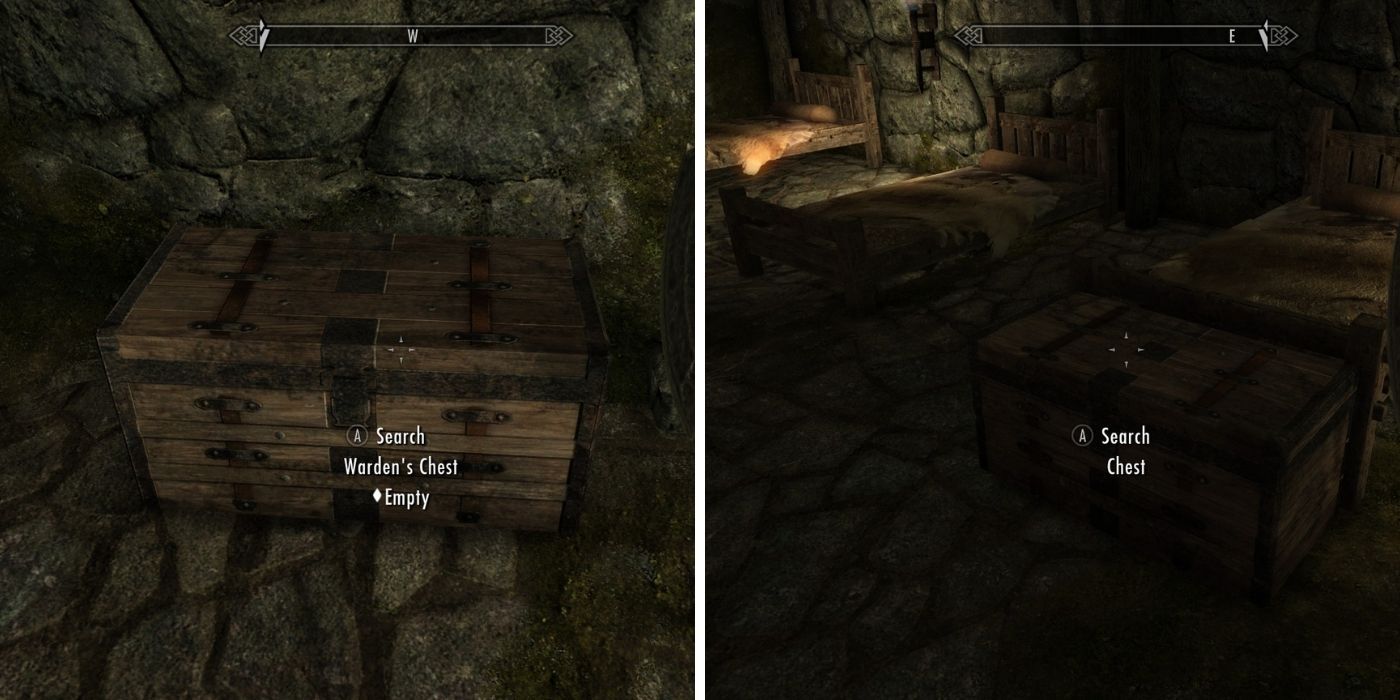 Chests in Helgen's Keep in Skyrim