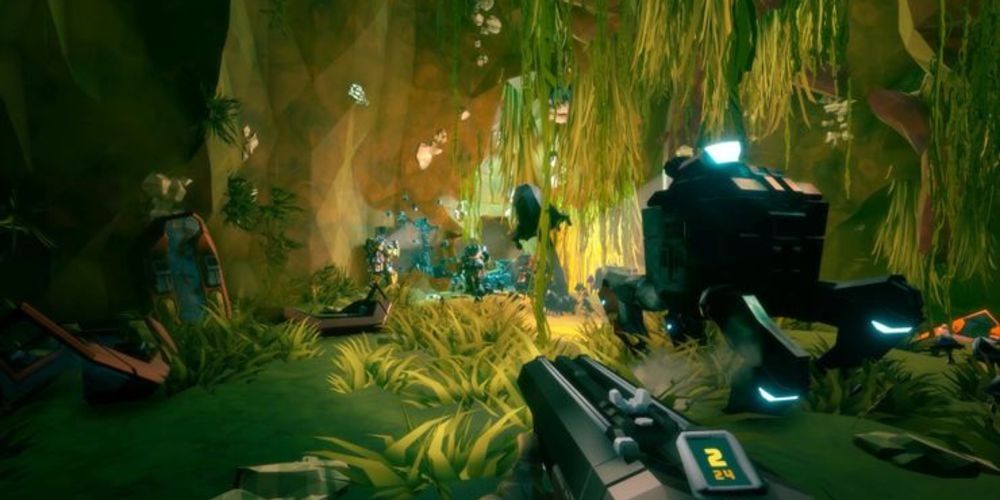 A beautiful forest in Deep Rock Galactic