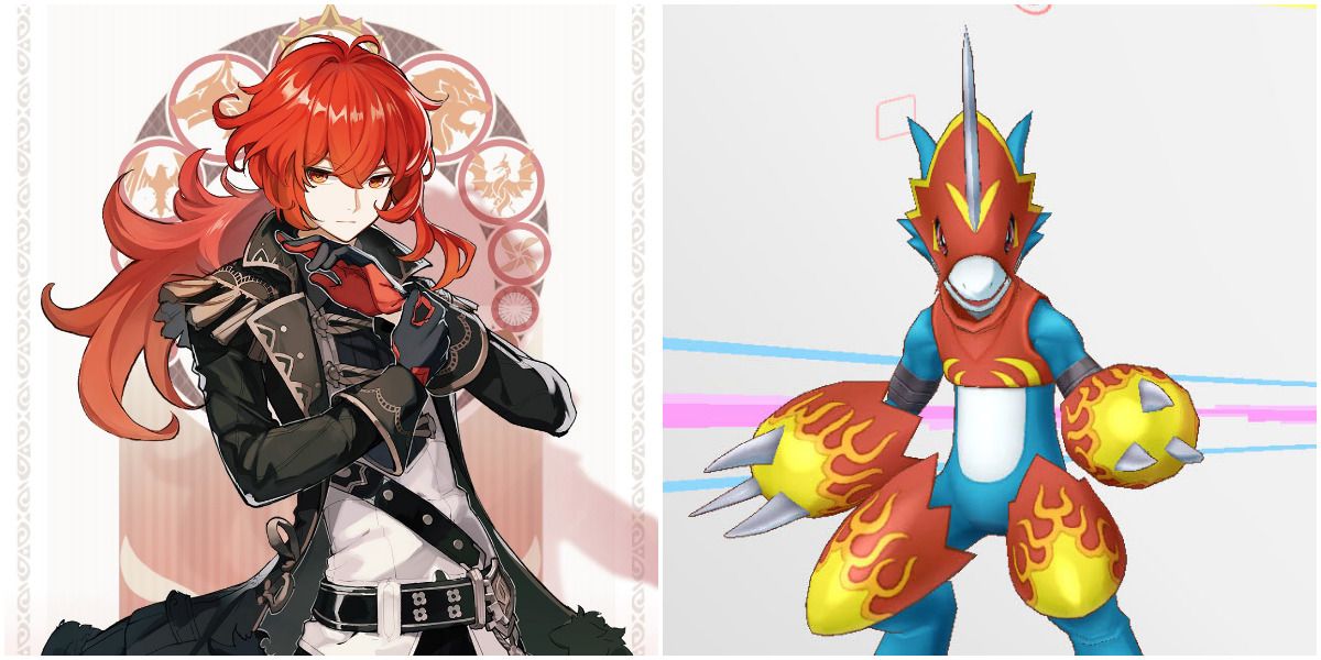 Diluc and his partner Flamedramon