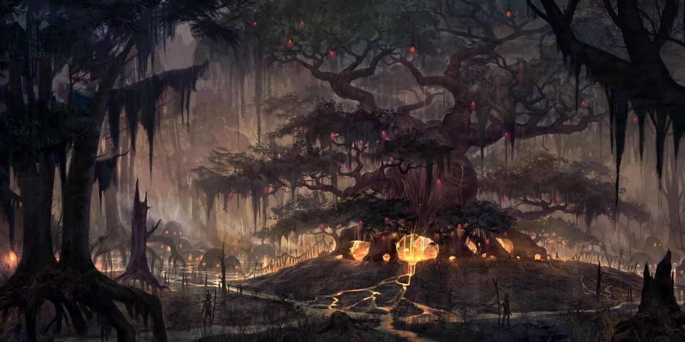 Concept Art for the Elder Scrolls Online of a Hist Tree in Black Marsh, one of the nations to secede from the Empire after the Oblivion Crisis