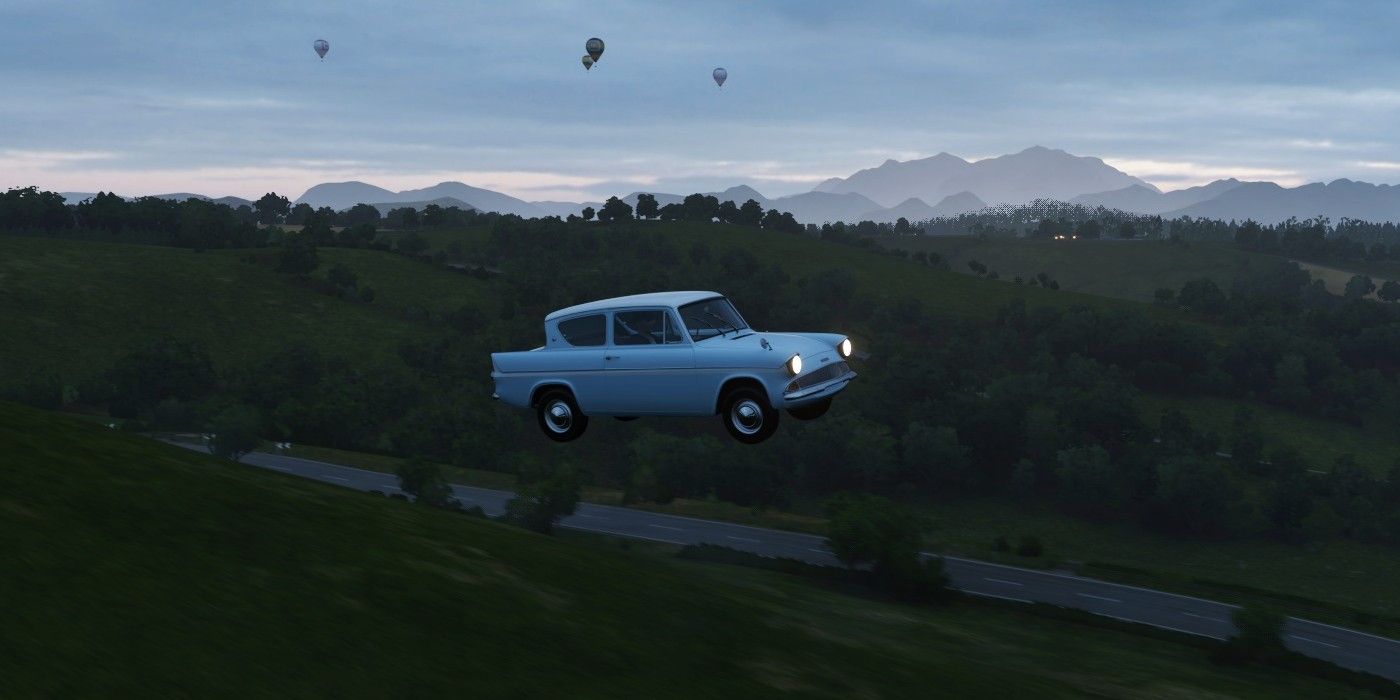 Forza Horizon 4 1959 Ford Anglia flying off cliff