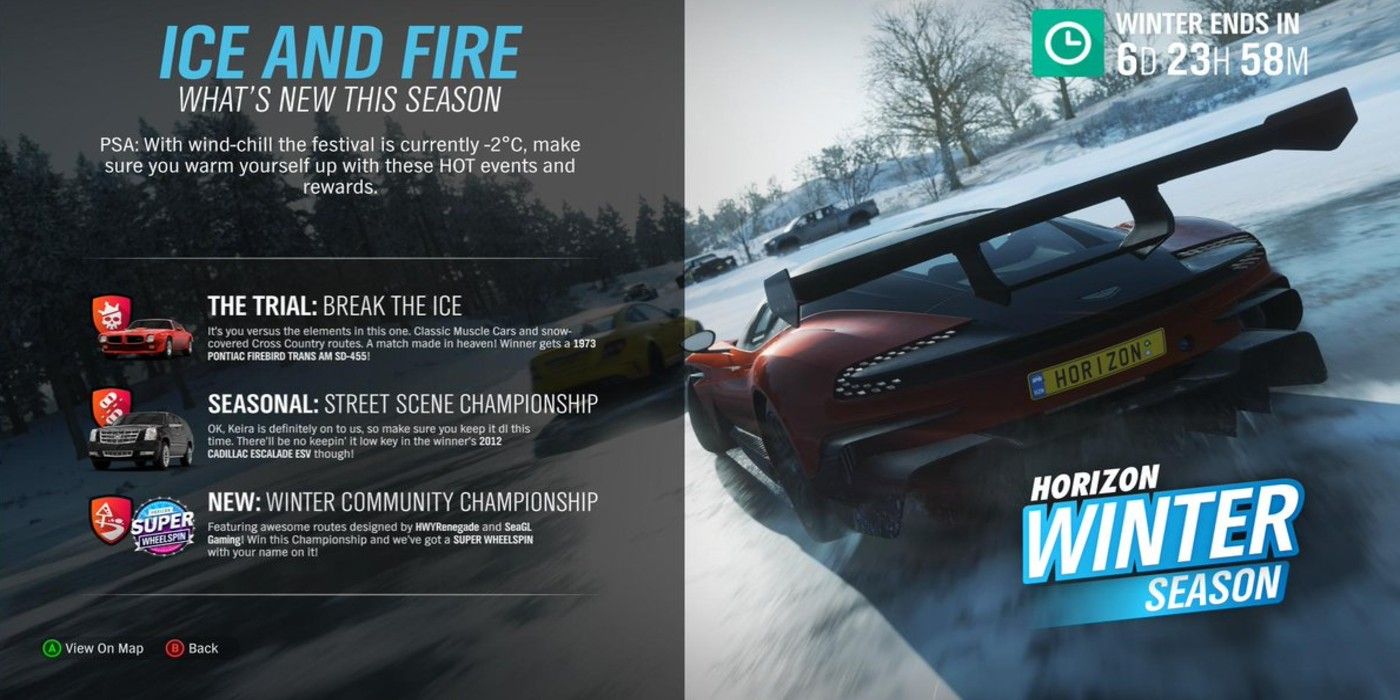 Forza Horizon 4 Winter Season events list promo