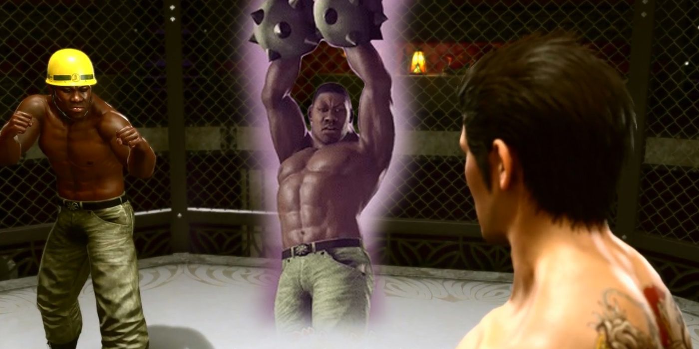 Yakuza Like A Dragon: Gary &quot;Buster&quot; Holmes Fighting Kiryu With His Appearance In Like A Dragon Overlaid On Top