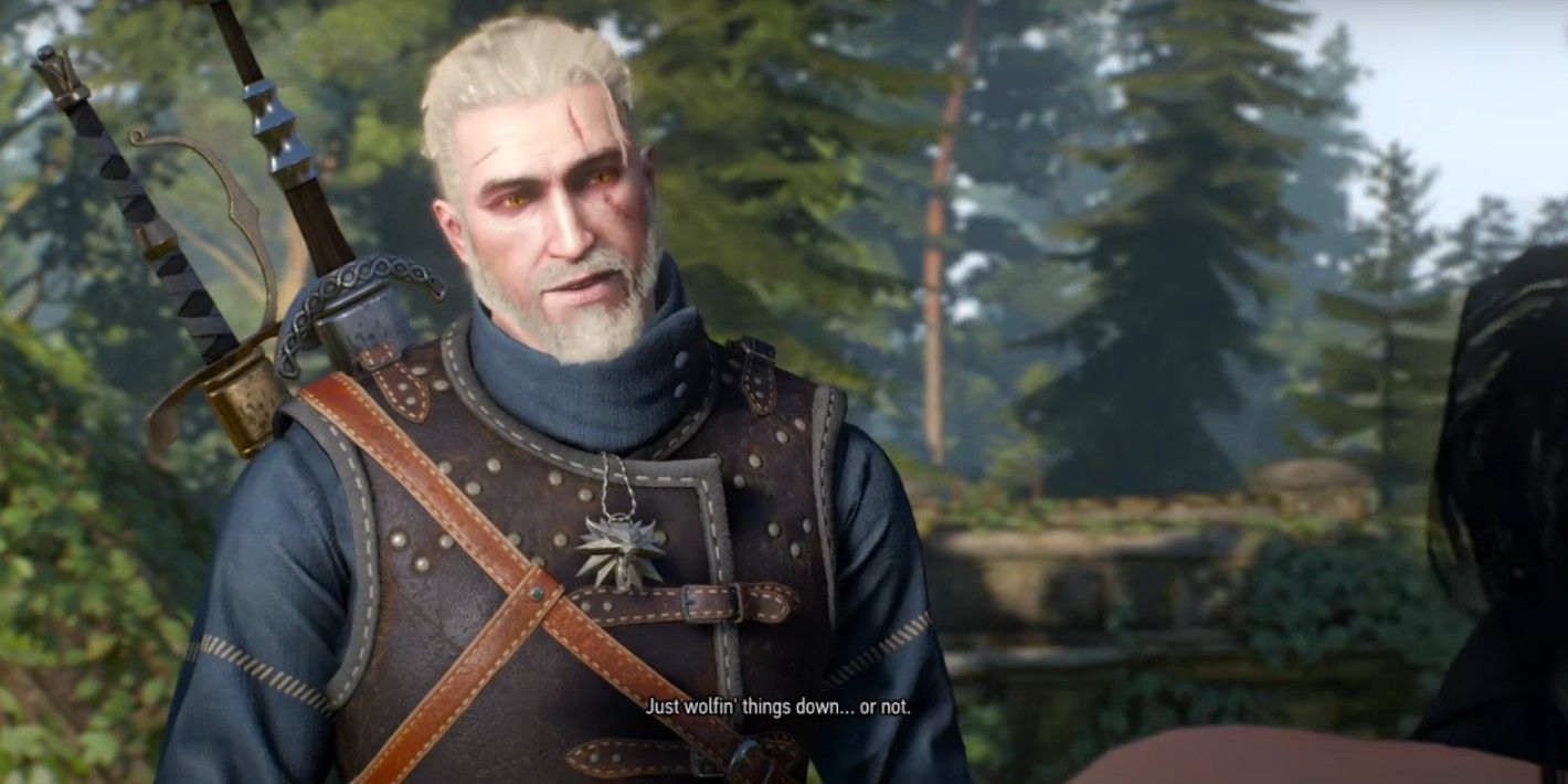 Geralt and Yennefer trade puns in Freya's garden