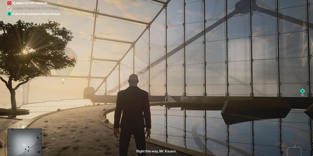 Hitman 3 Agent 47 Reaching The Top Of The Atrium In Dubai