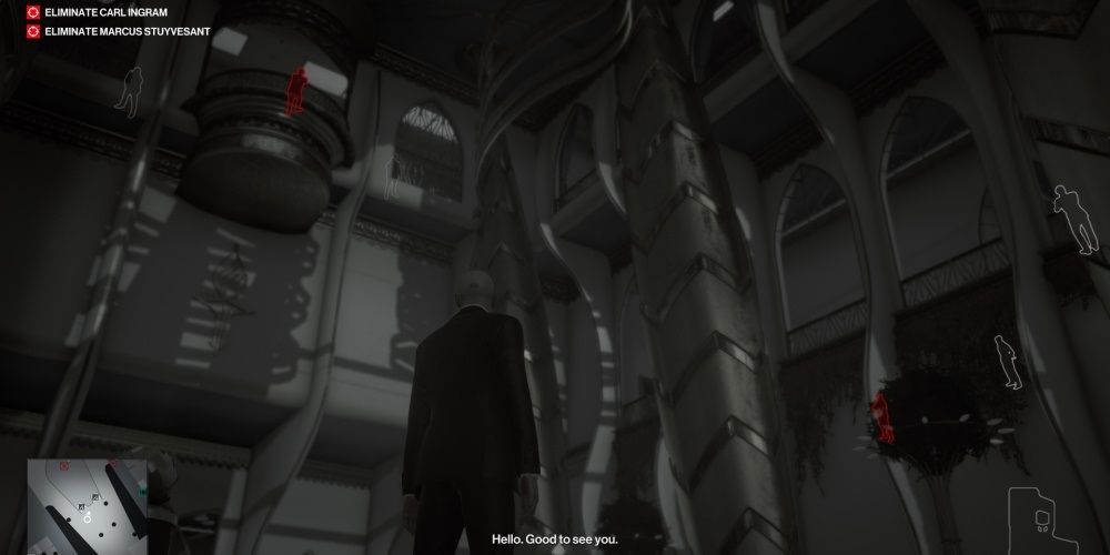 Hitman 3 Starting In The Atrium With Two Targets In Sight