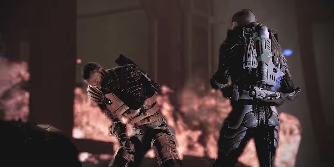 Mass Effect 2 Screenshot Of Shepard Punching Zaeed