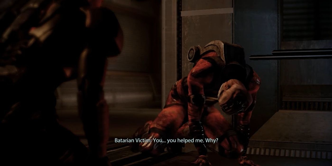 Mass Effect 2 Screenshot Helping A Sick Batarian