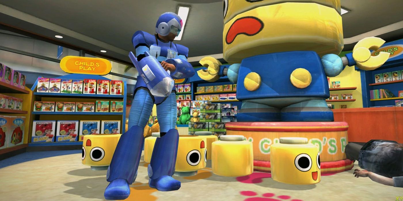 Original Dead Rising Screenshot Of Frank West In Mega Man Outfit