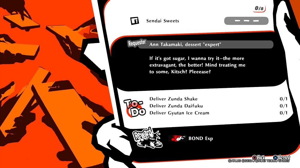 Persona 5 Strikers Request Menu