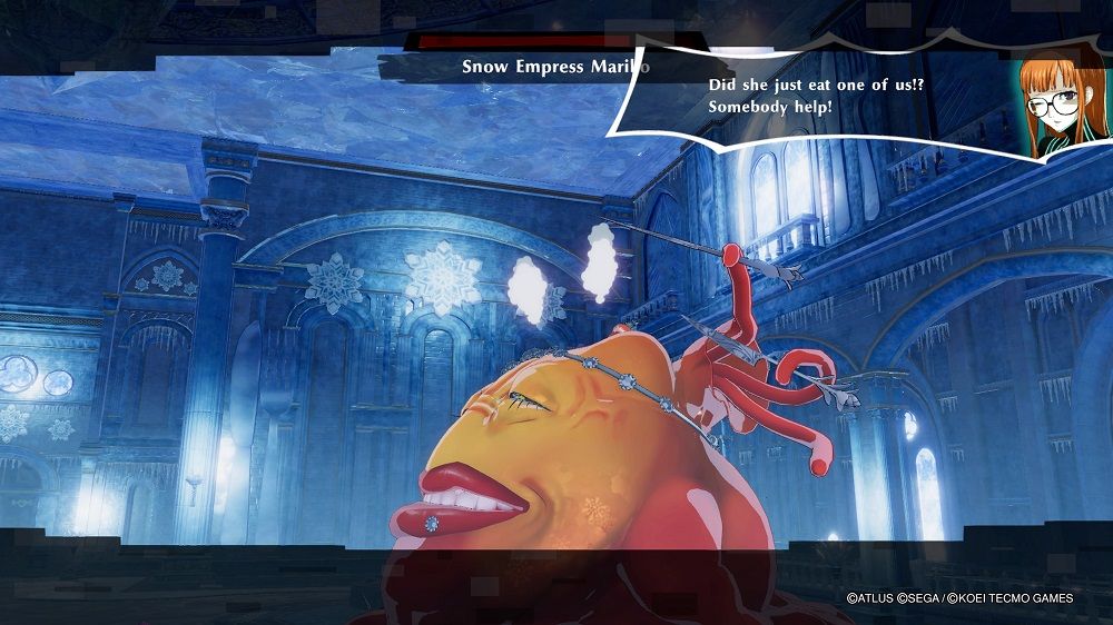 Persona 5 Strikers Snow Empress Mariko eating the party