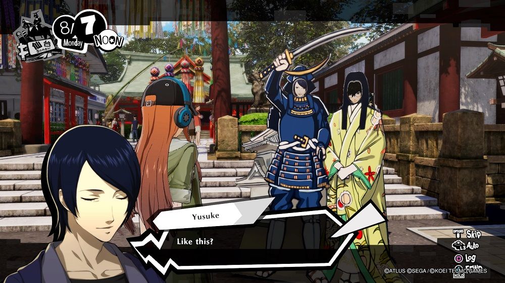 Persona 5 Strikers characters with Date Masamune cardboard cutout