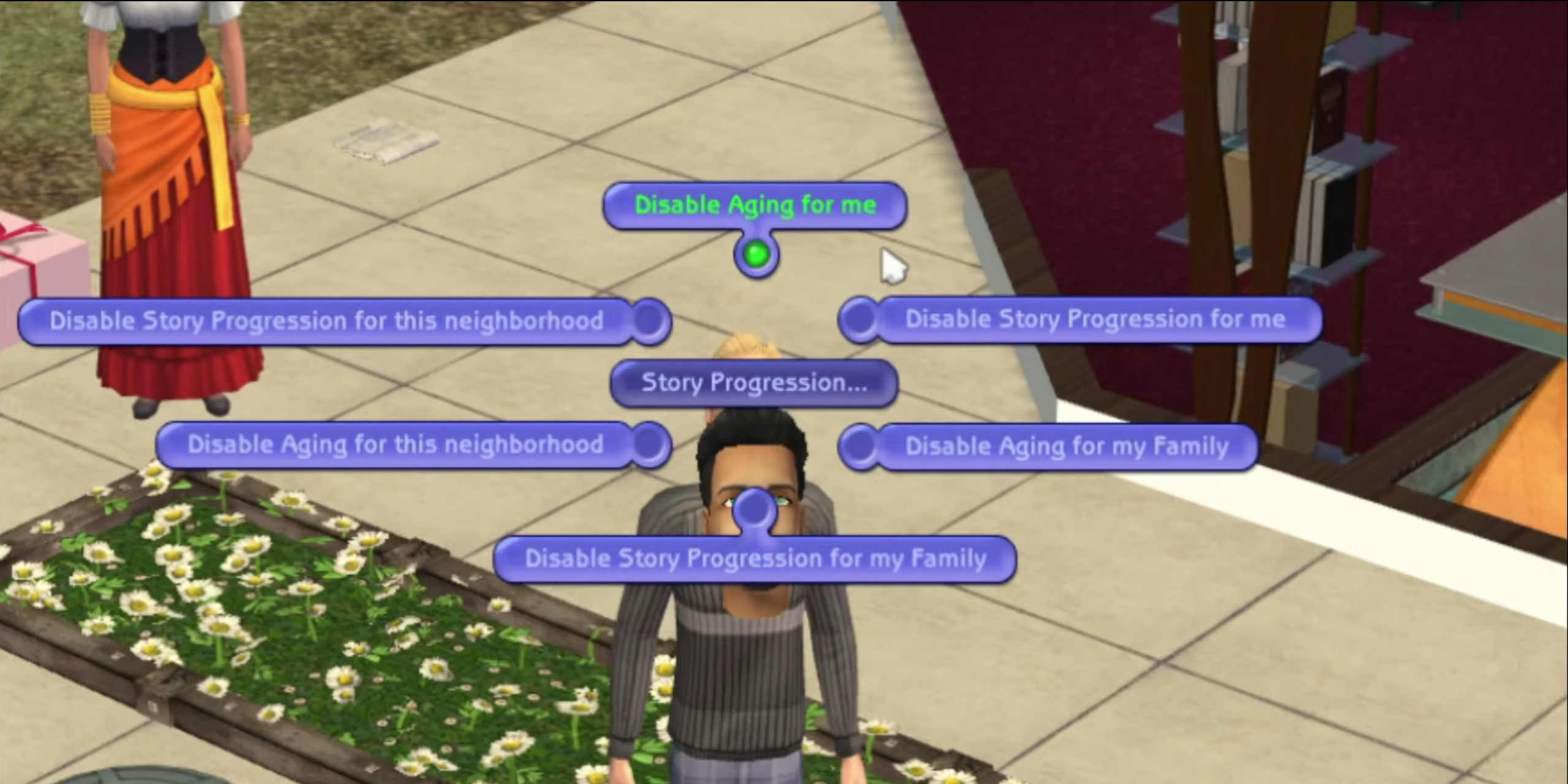 Pie Menu with Story Progression options