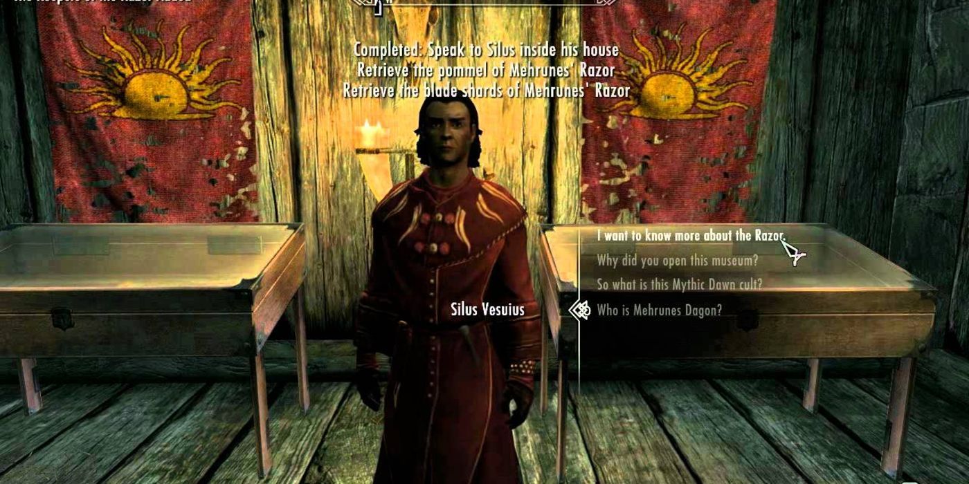 Silus Vesuius in his Mythic Dawn Museum in Skyrim