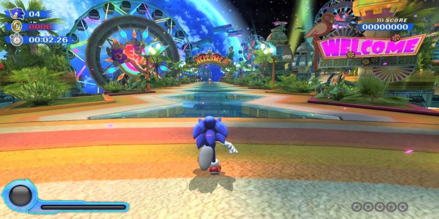 Sonic Colors Wii running through course head on