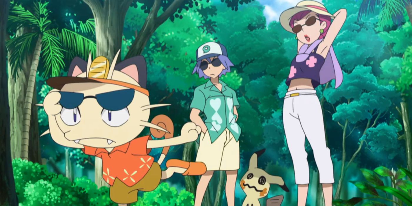 Team Rocket Jessie James Meowth Disguise Mimikyu Pokemon Sun Moon Anime