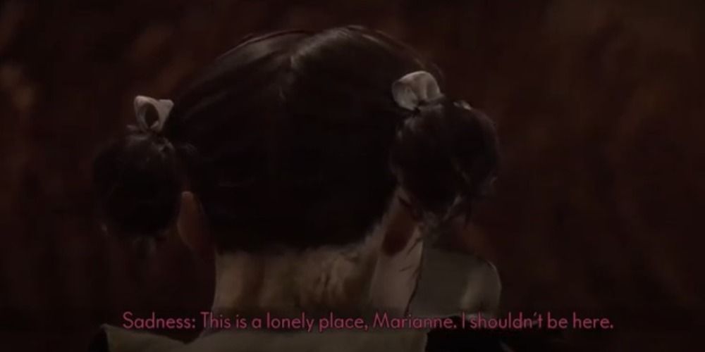 Sadness removes her mask in The Medium