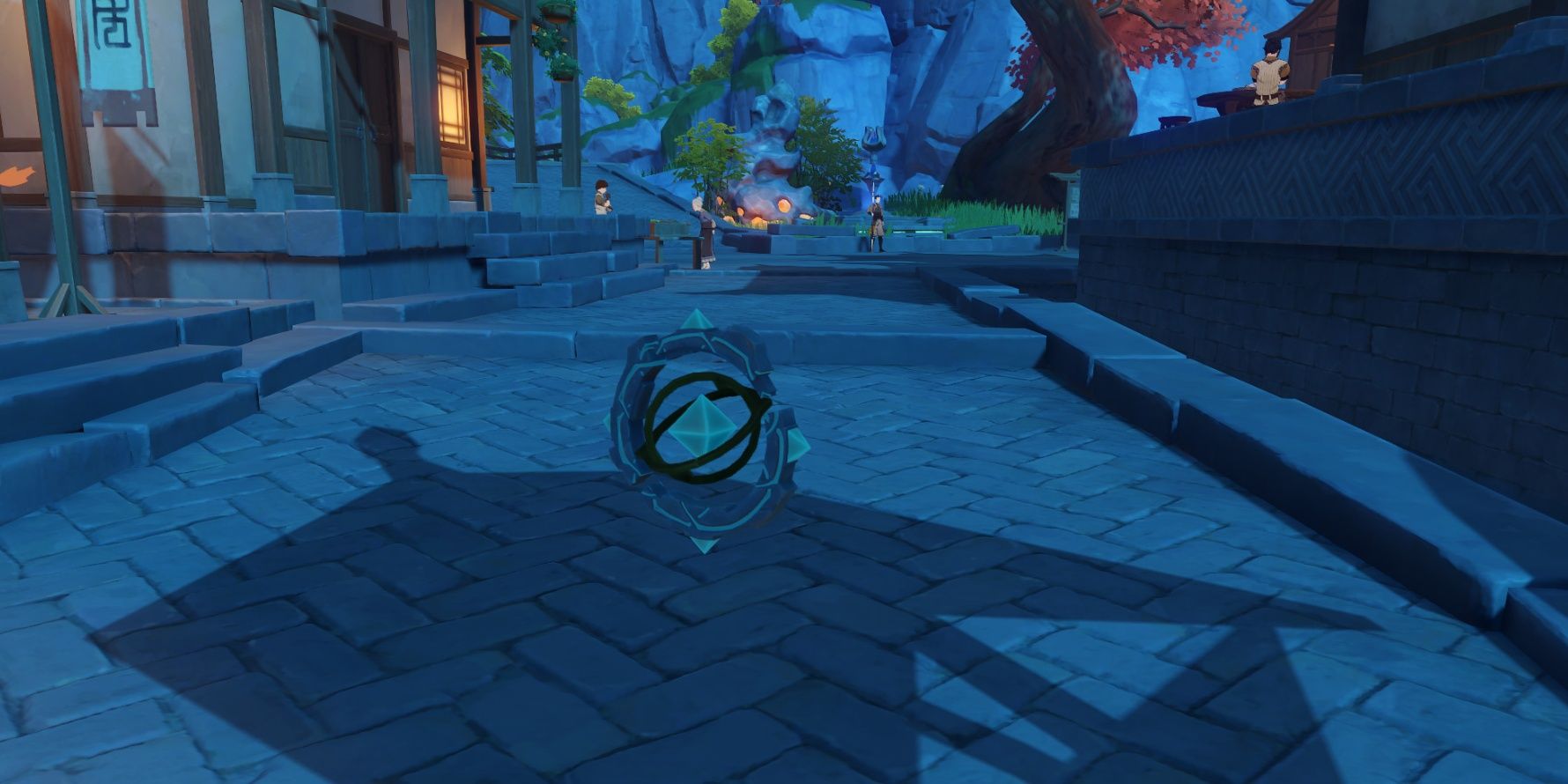 The Parametric Transformer from Genshin Impact placed on the ground in Liyue
