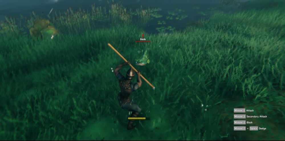 Fighting a Neck in Valheim