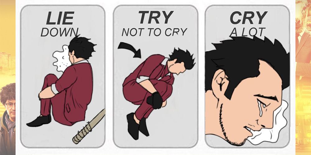 Yakuza Like a Dragon instructions on how to cry meme