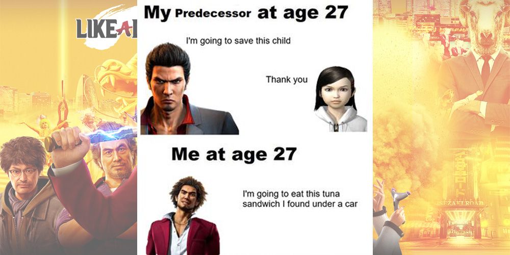 Yakuza Like a Dragon meme comparing Kiryu to Kasuga