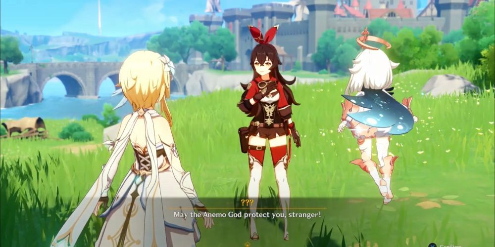 genshin amber meeting paimon lumine