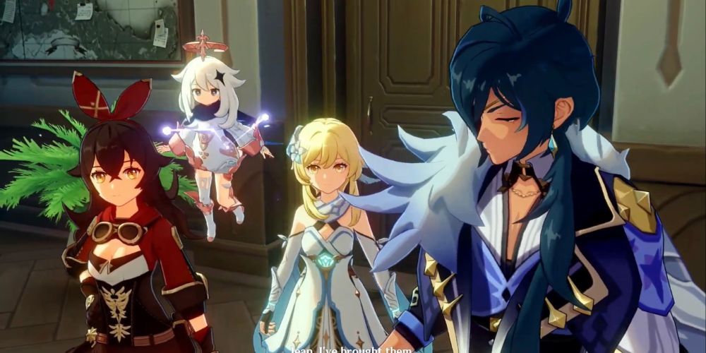 genshin impact paimon amber lumine kaeya