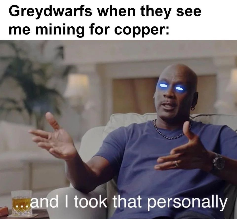 A meme where Michael Jordan represents Greydwarfs in Valheim