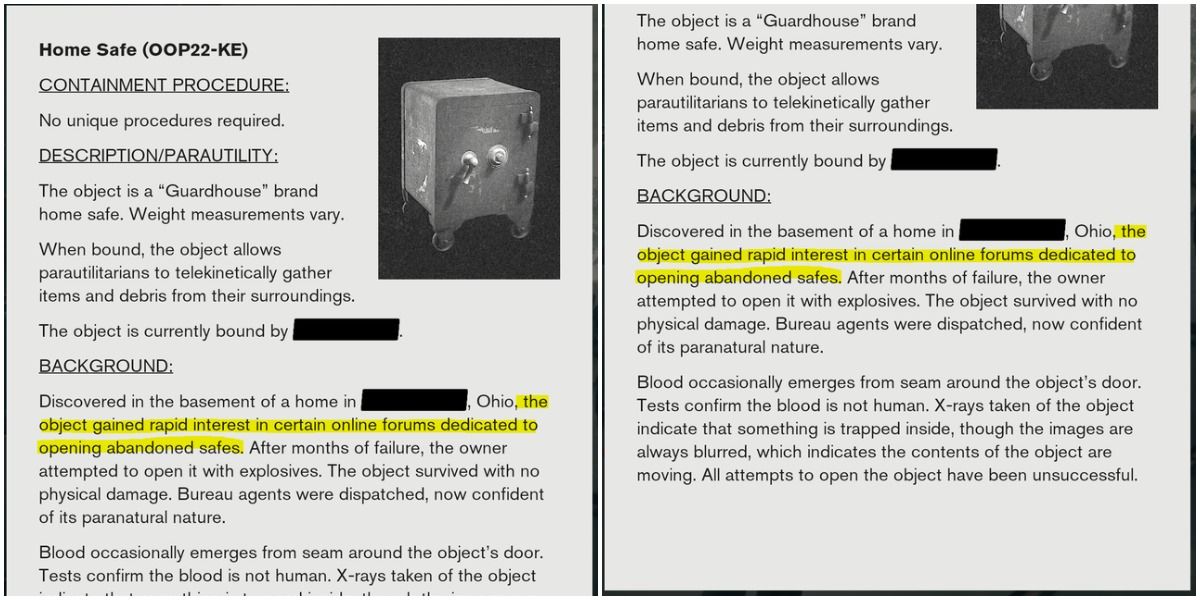 Safe secret document