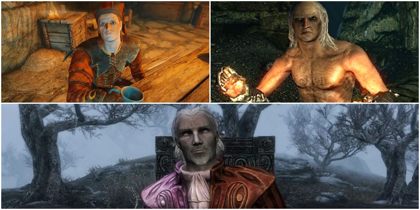A collage of NPCs in Skyrim