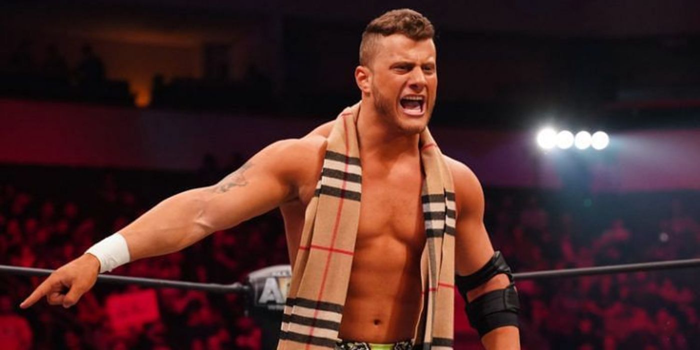 AEW star MJF, with his signature scarf, in the ring