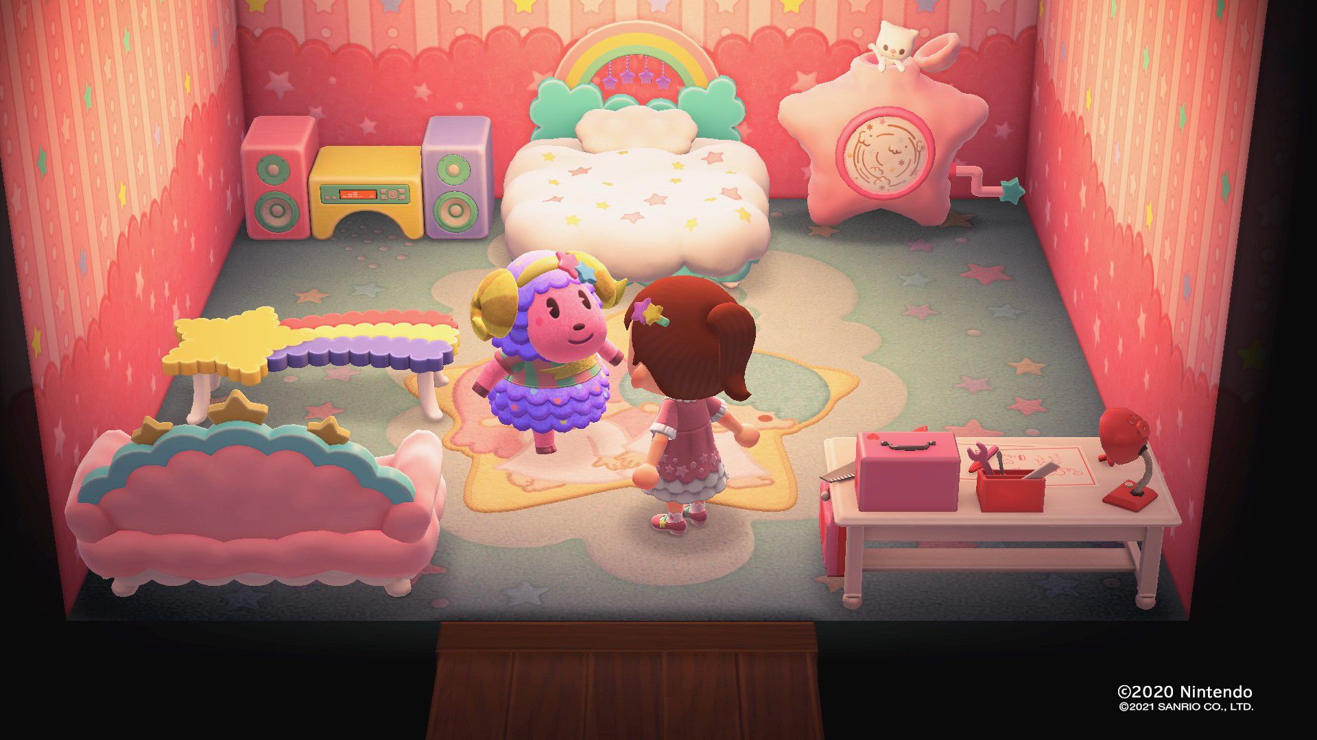 Animal Crossing New Horizons Sanrio Etoile in her house