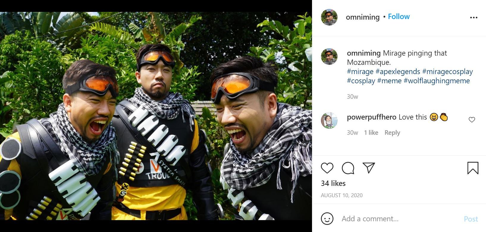 Apex Legends Mirage Cosplay on Instagram by omniming