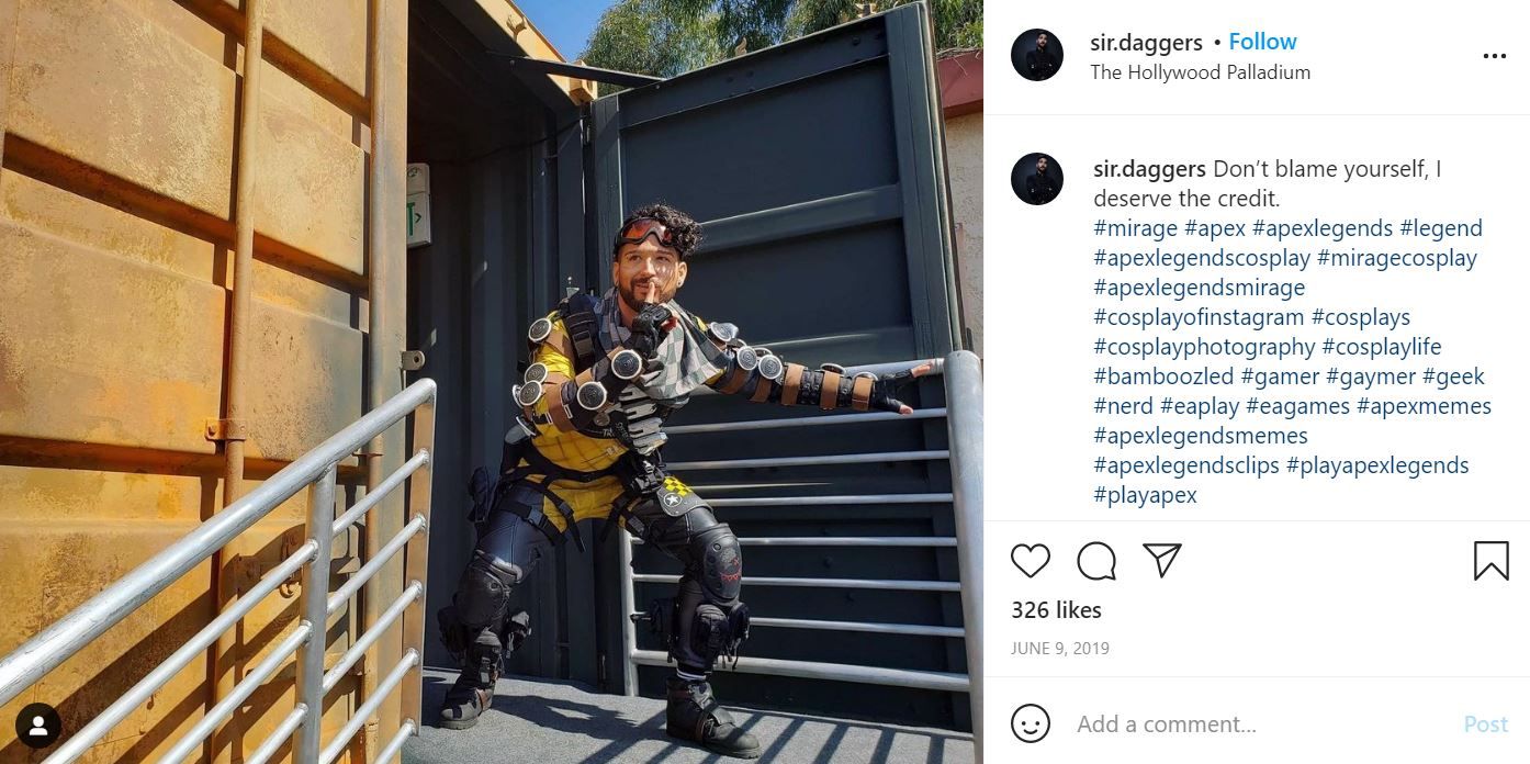 Apex Legends Mirage Cosplay on Instagram by sir.daggers