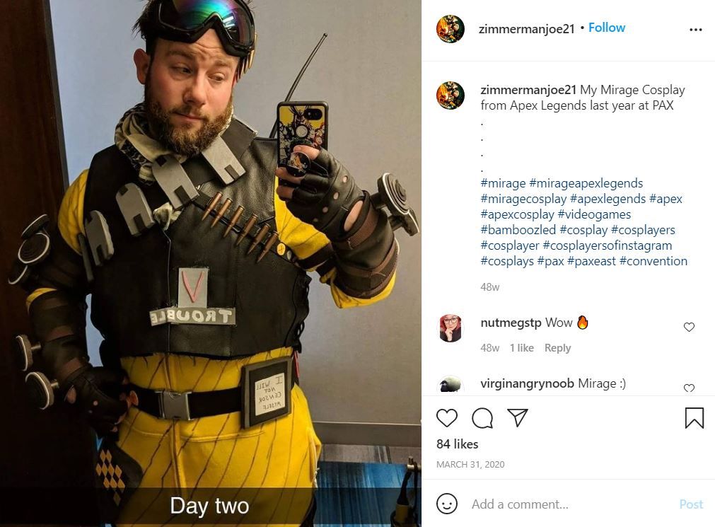 Apex Legends Mirage Cosplay on Instagram by zimmermanjoe21